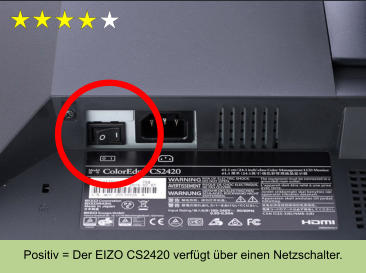 Positiv = Der EIZO CS2420 verfügt über einen Netzschalter.