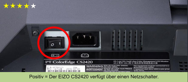 Positiv = Der EIZO CS2420 verfügt über einen Netzschalter.
