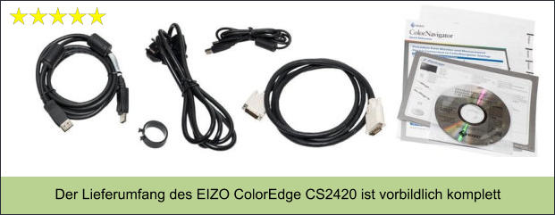 Der Lieferumfang des EIZO ColorEdge CS2420 ist vorbildlich komplett